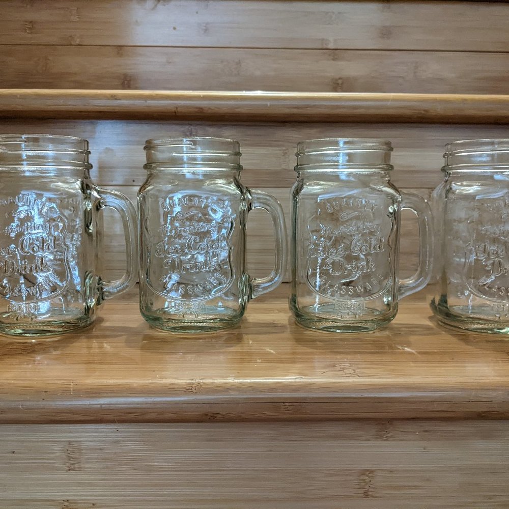 4 Glass Drinking Jars